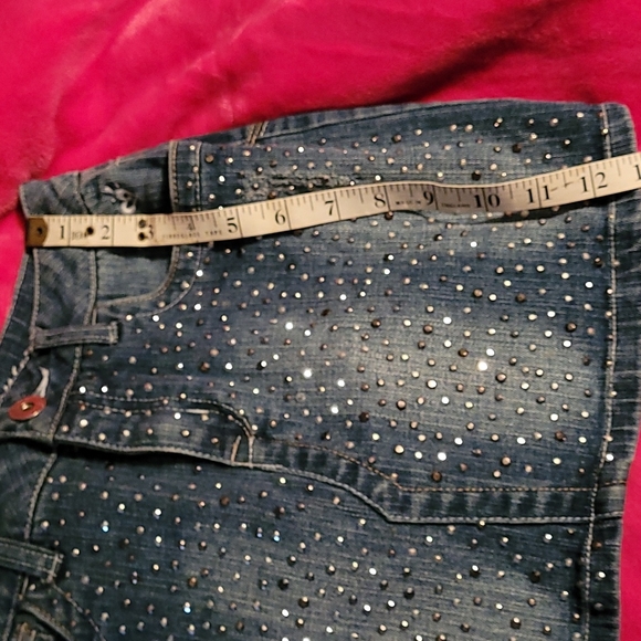 Justice Jeans Sequin Blue Denim Skirt Skort 14 Girls - Picture 8 of 8